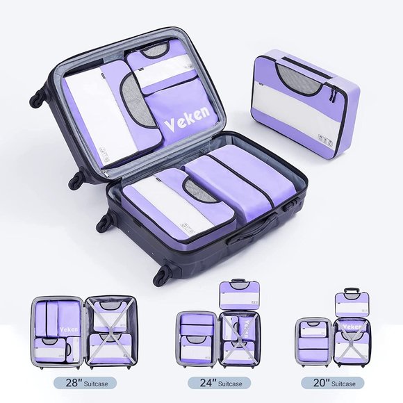 New  6 Set Packing Cubes, Travel Luggage Organizers with Laundry Bag & Shoe Bag - Picture 10 of 14